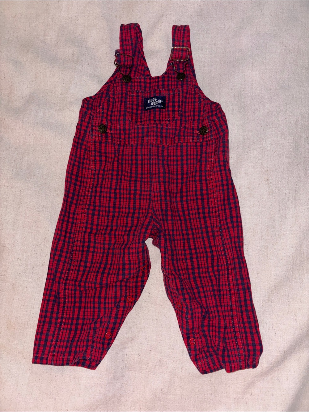 OshKosh B'gosh Red and Black Plaid Kids Overalls